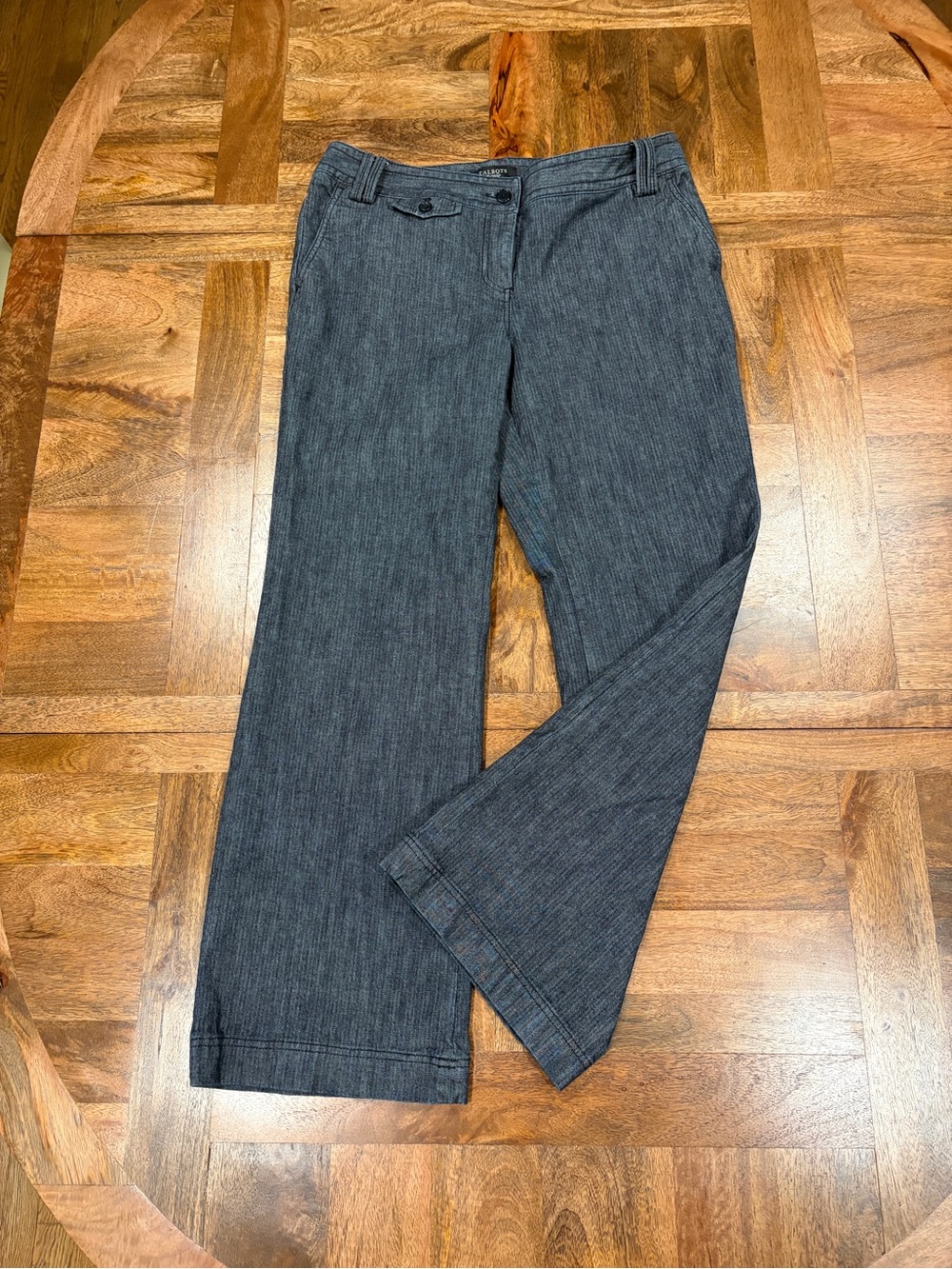 Talbots Navy Dark Wash and Herringbone Slightly Flared Dress Jeans Sz - Picture 2 of 11
